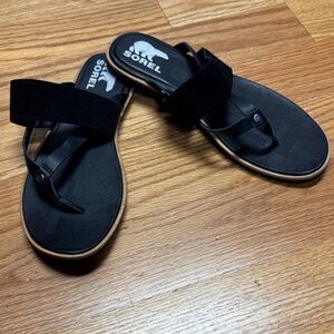 Sorel Black Leather Sandals